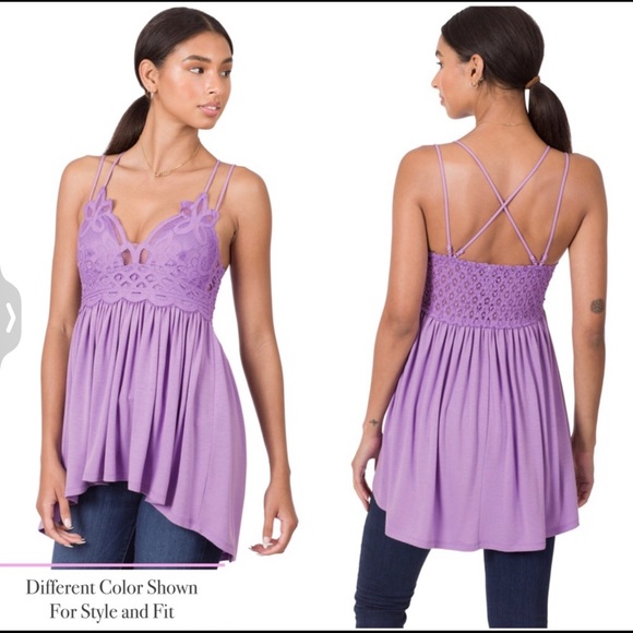 Hot Pink Crochet Lace Cami Tunic w/Criss X Back NWT - Picture 4 of 5